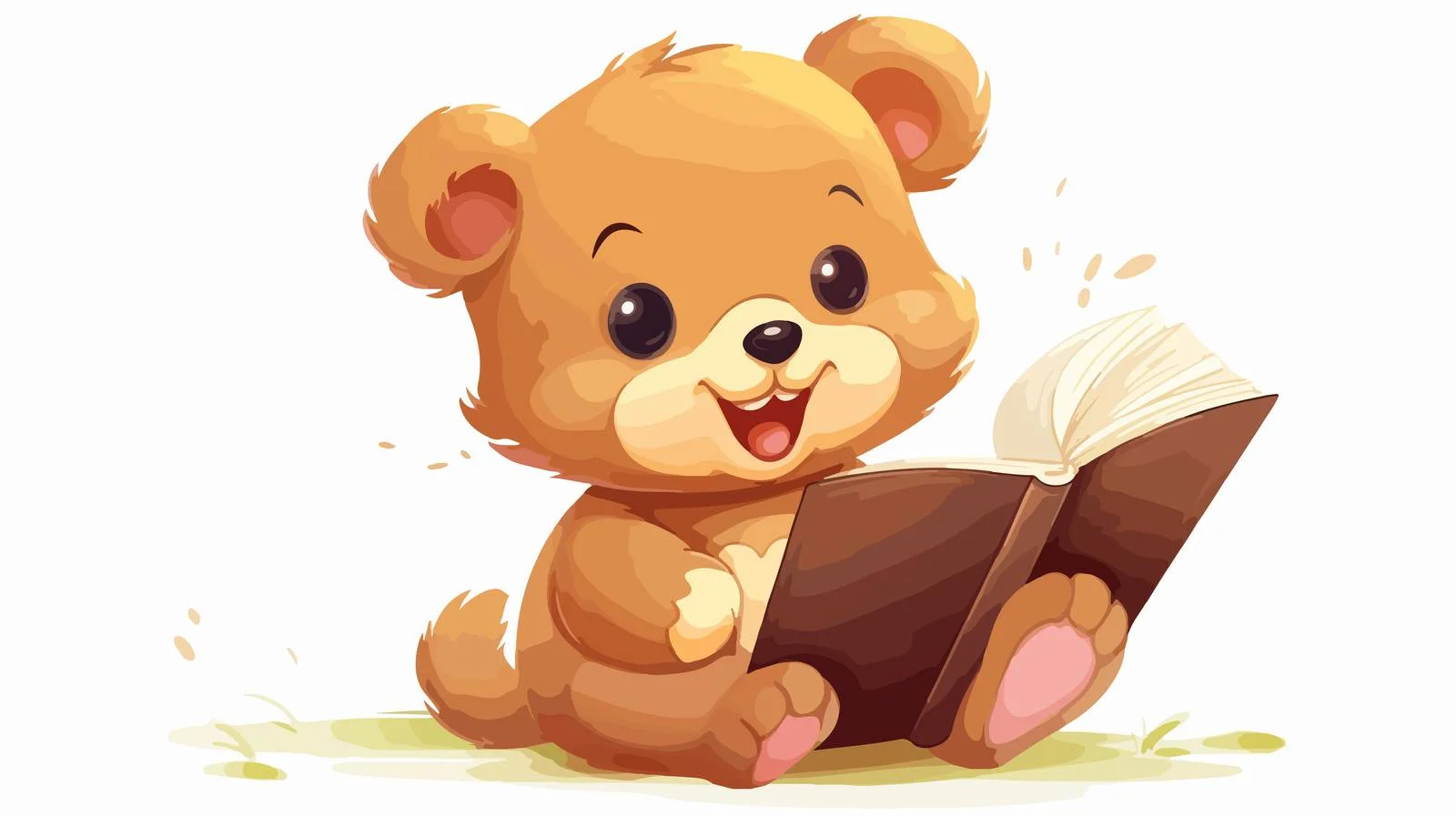 Happy Bear Reading Book Cartoon — free download from Dotvec