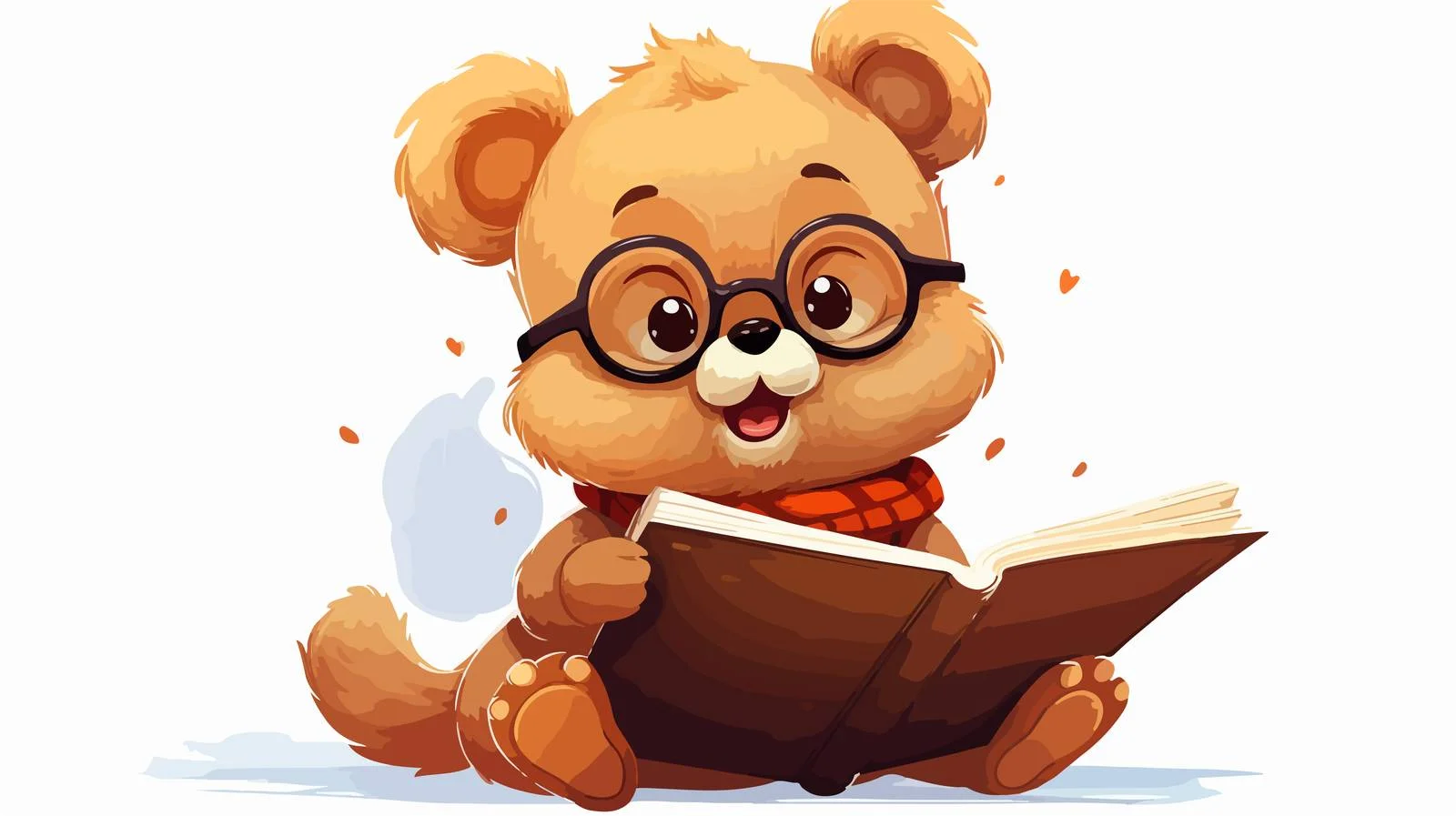 Happy Bear Reading Book Cartoon — free download from Dotvec