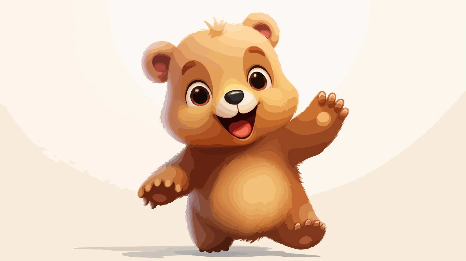 Adorable Bear Running and Waving Happily — free download from Dotvec
