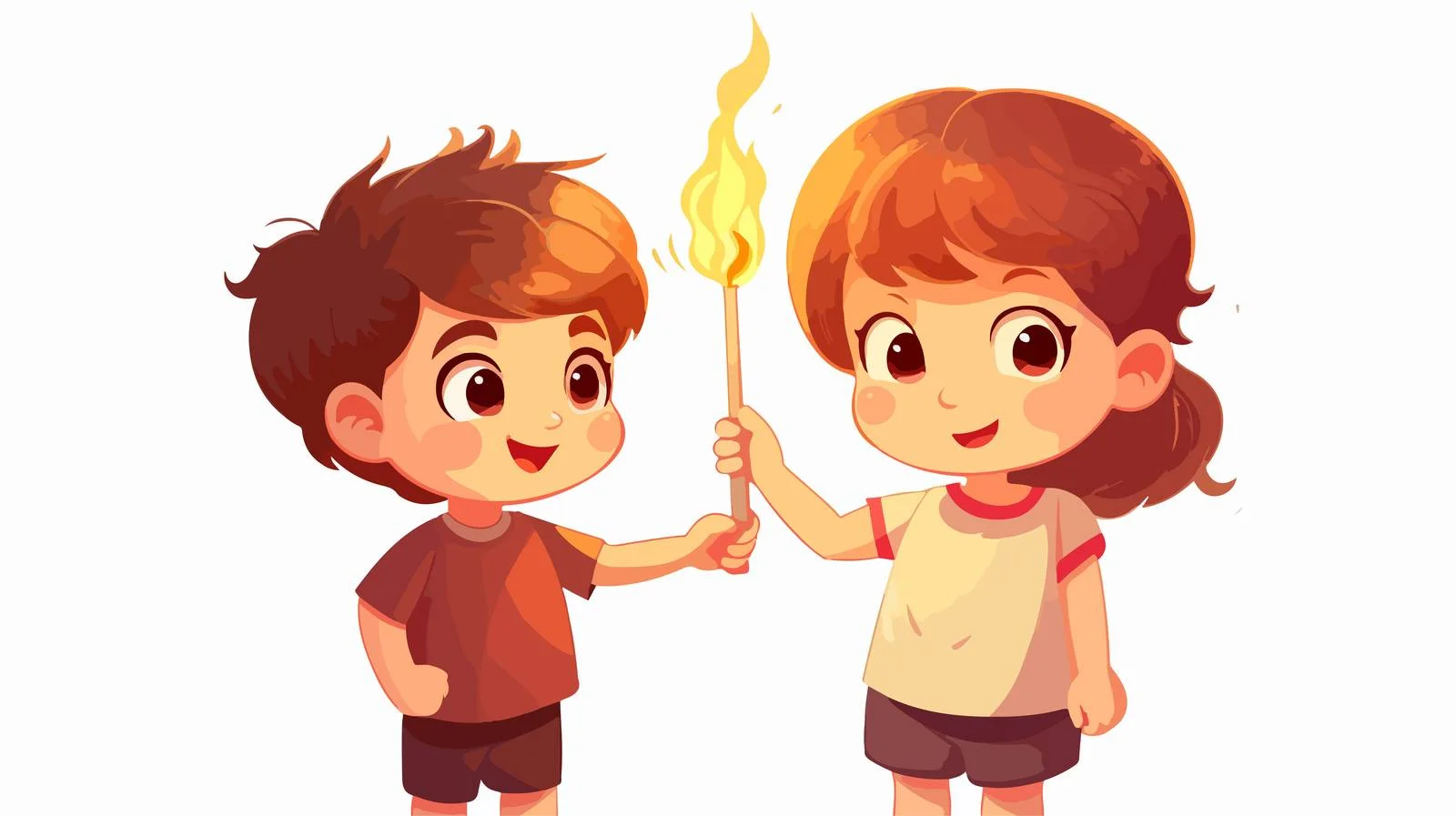 Adorable Kids Holding Matchstick — free download from Dotvec