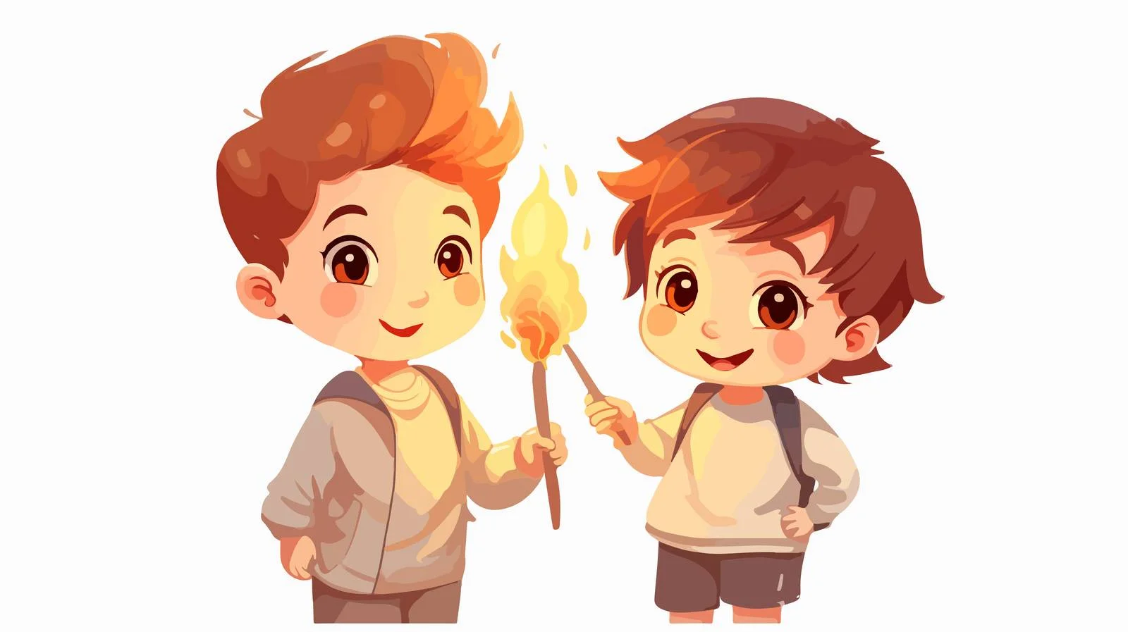 Adorable Kids Holding Matchstick Flame — free download from Dotvec