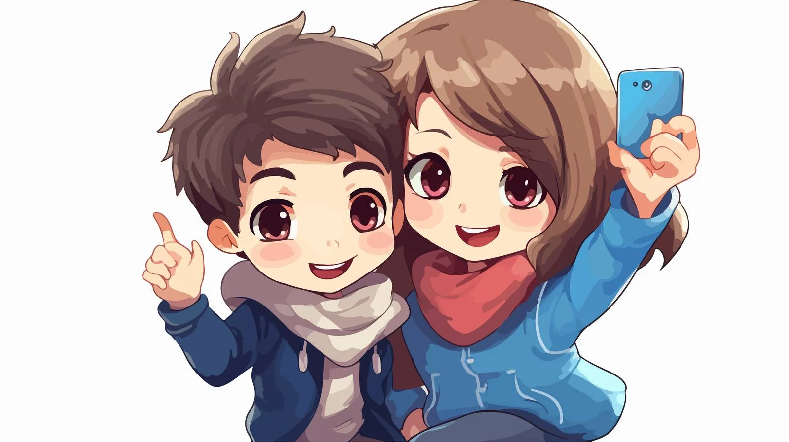 Adorable Kids Taking Selfie Cartoon Illustration — free download from Dotvec