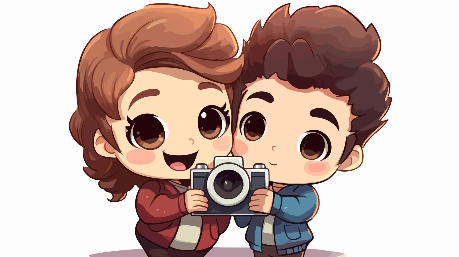 Adorable Kids Taking Selfie Cartoon Illustration — free download from Dotvec