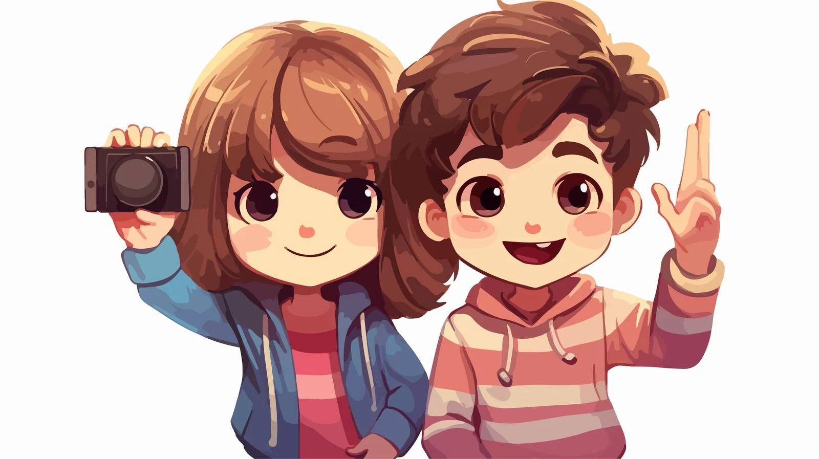 Adorable Kids Taking Selfie Cartoon — free download from Dotvec