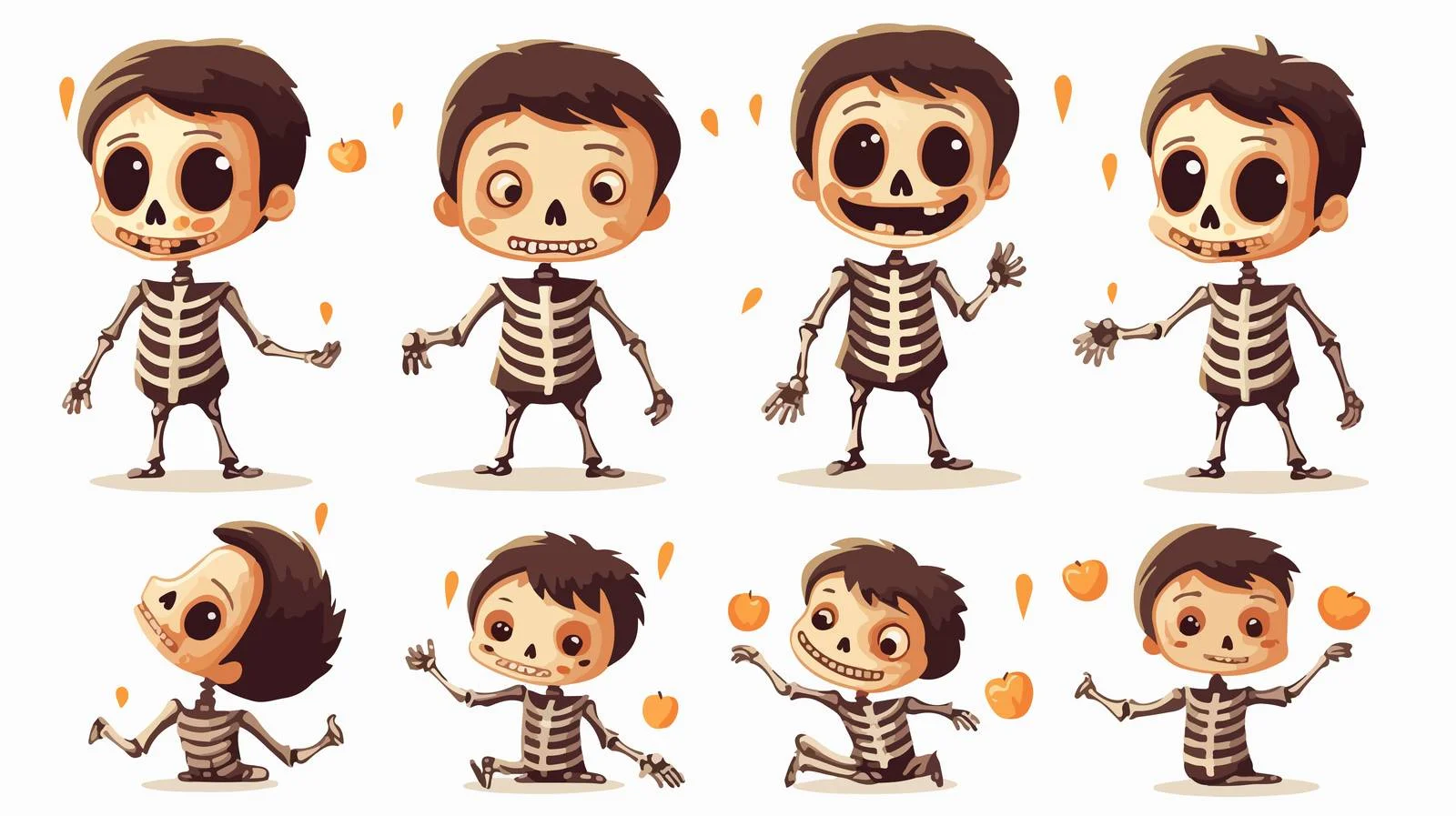 Adorable child in Halloween skeleton costume — free download from Dotvec
