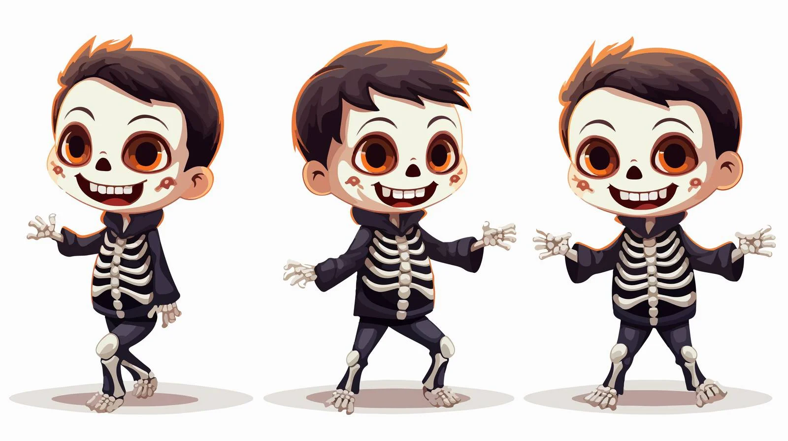 Adorable Boy Celebrating Halloween in Skeleton Costume — free download from Dotvec