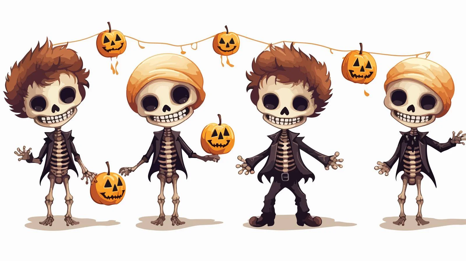 Halloween celebration with little boy in skeleton costume — free download from Dotvec