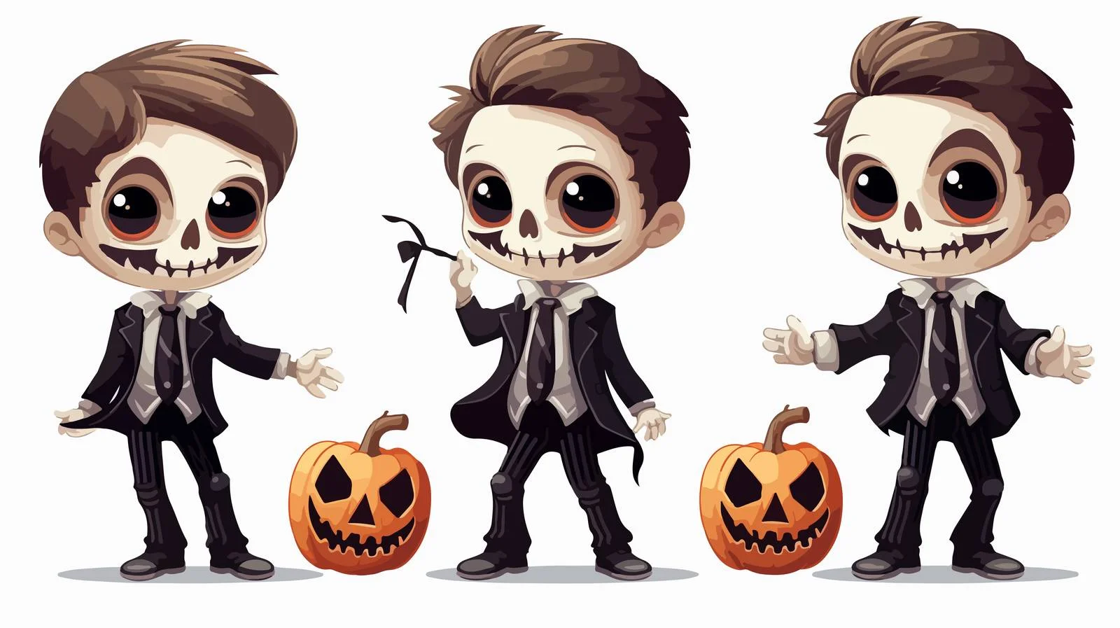 Adorable Boy in Skeleton Costume Celebrating Halloween — free download from Dotvec