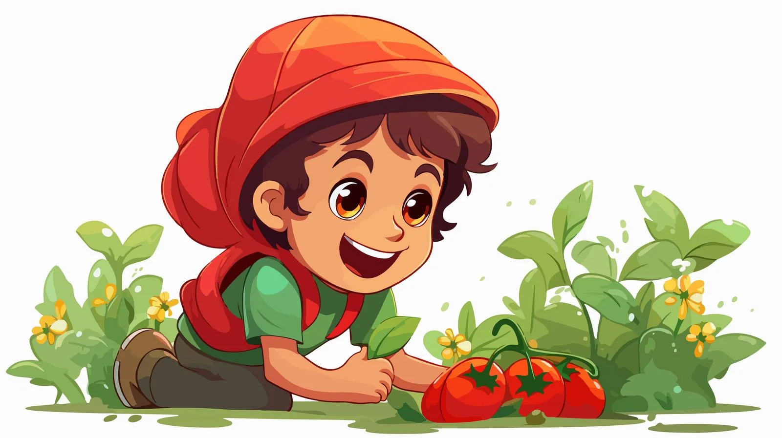 Harvesting Paprika in Garden Cartoon — free download from Dotvec