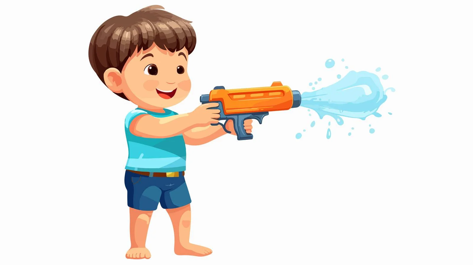 Cheerful Child with Water Gun Cartoon — free download from Dotvec