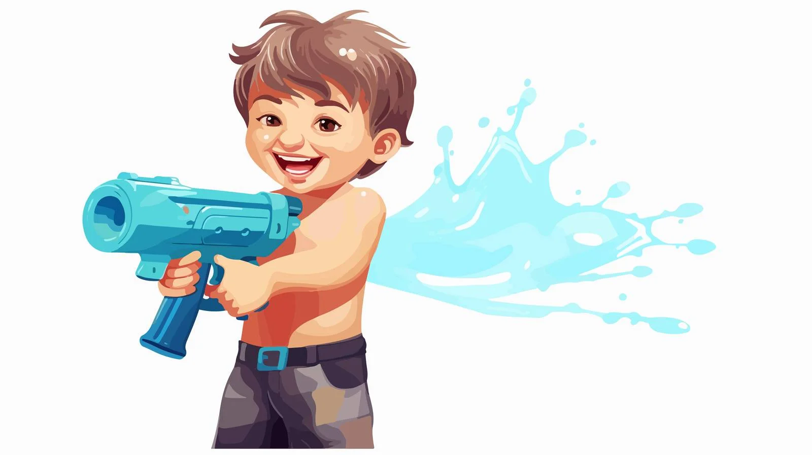 Cheerful Boy with Water Gun Cartoon — free download from Dotvec