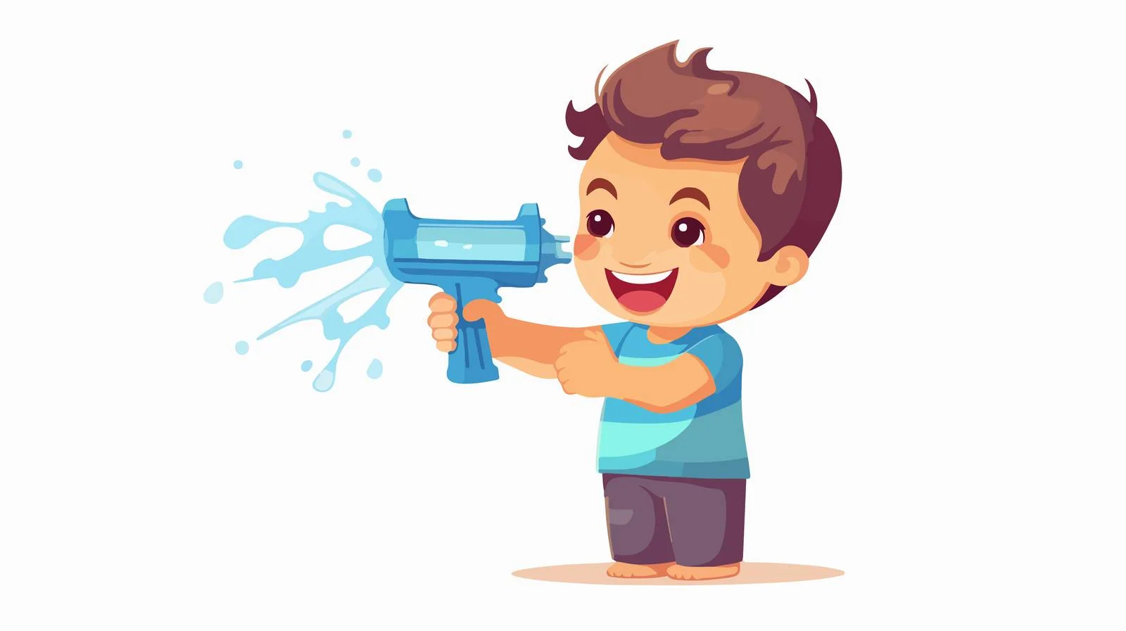 Joyful Boy with Water Gun Cartoon — free download from Dotvec