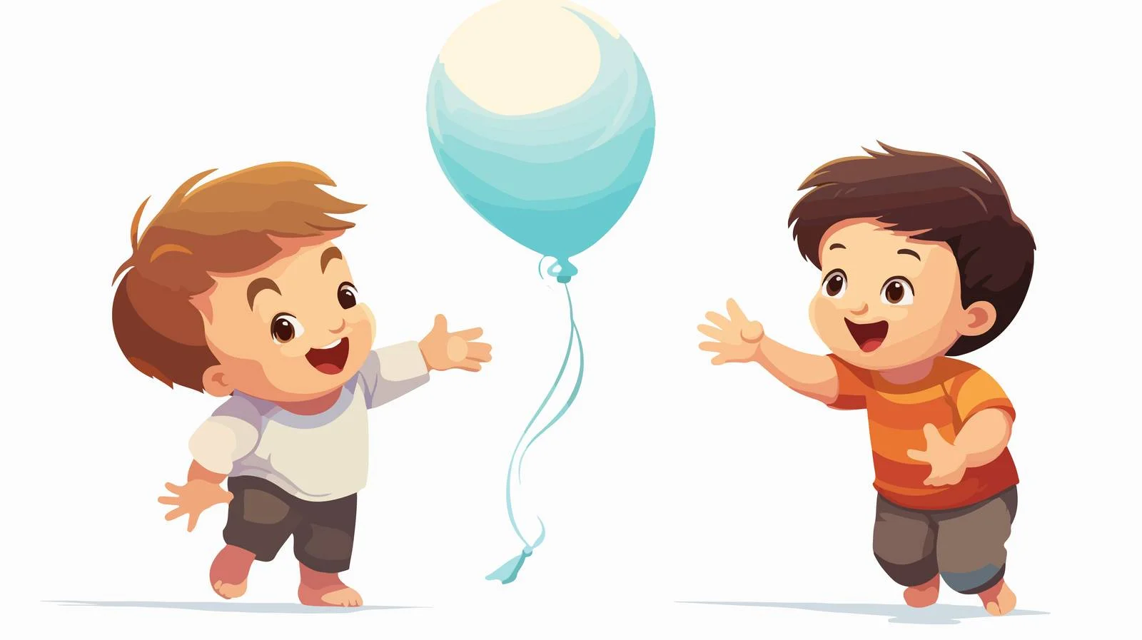 Joyful Boy Playing Balloon with Baby Cartoon — free download from Dotvec