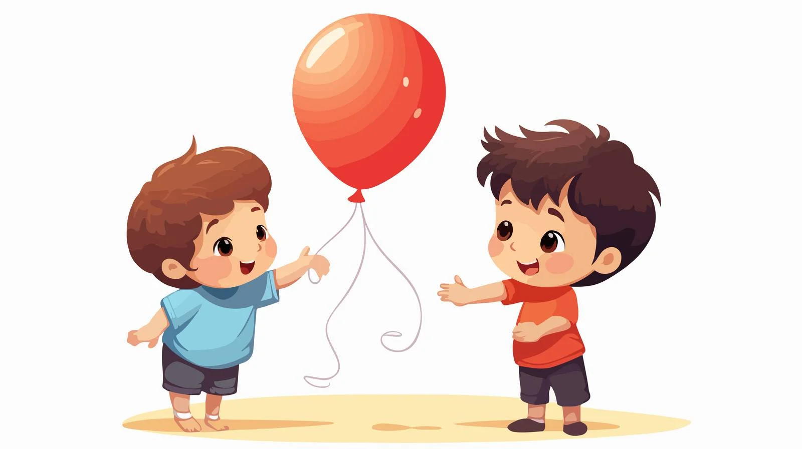 Playful Siblings with Balloon Cartoon Illustration — free download from Dotvec