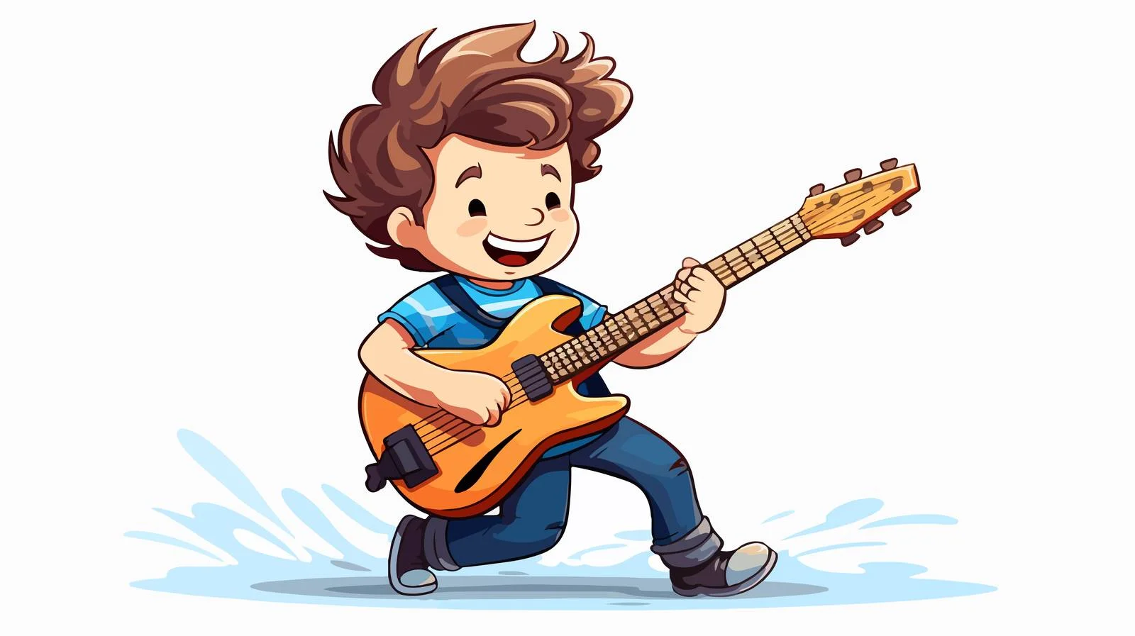 Young Boy Playing Guitar Concert Cartoon — free download from Dotvec