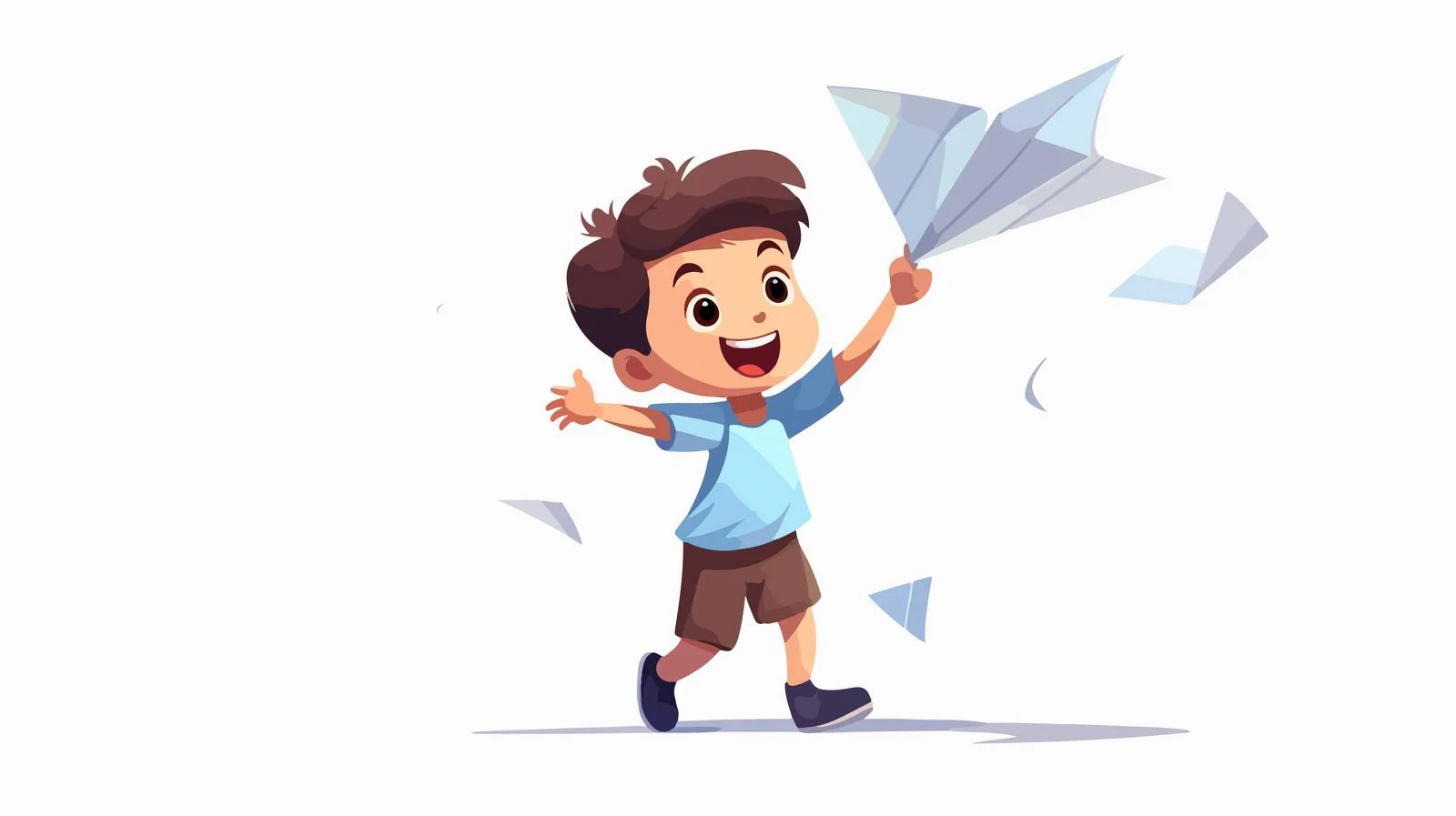 Happy Boy Playing with Paper Plane — free download from Dotvec
