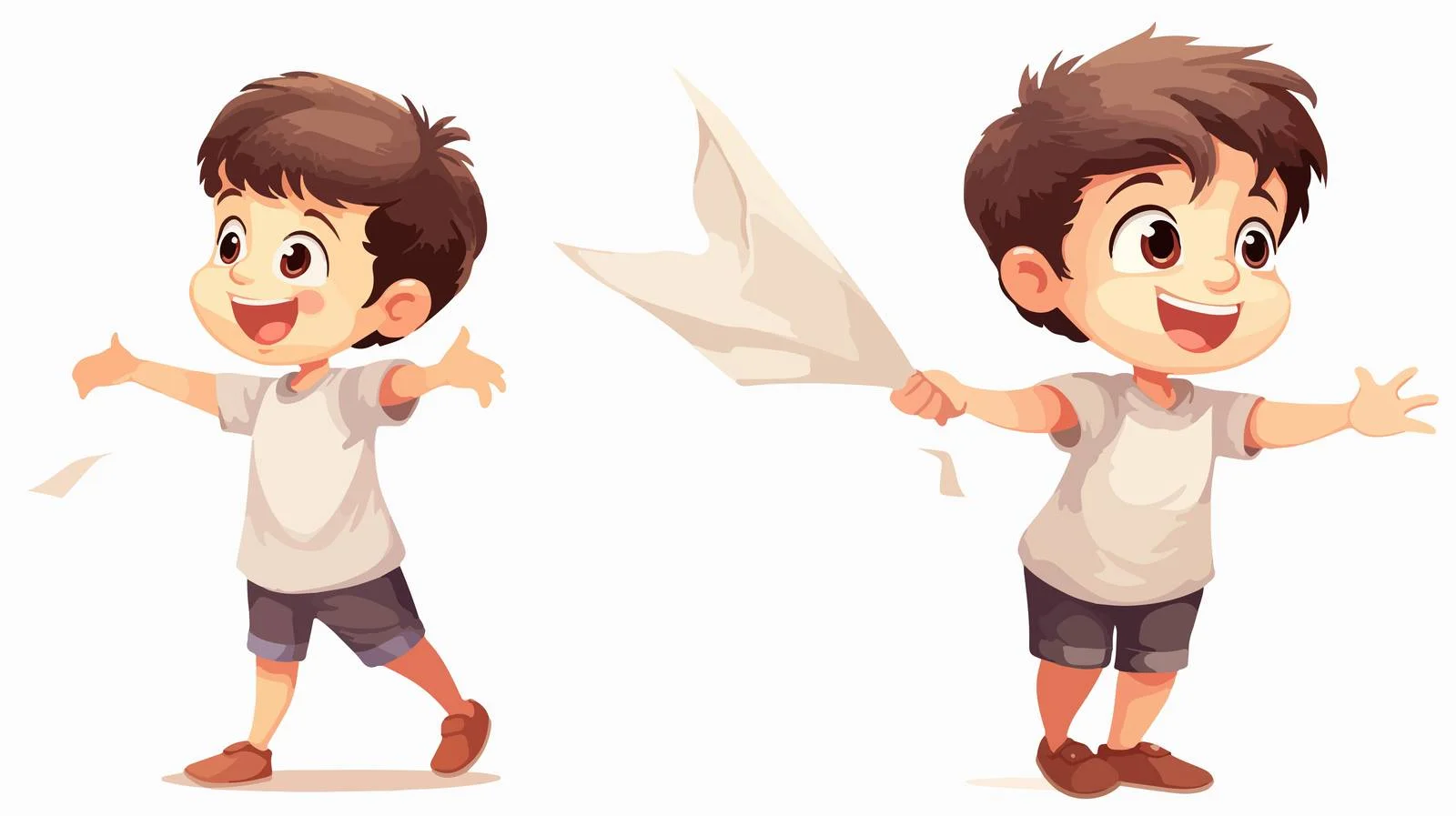 Joyful Child Playing with Paper Plane — free download from Dotvec