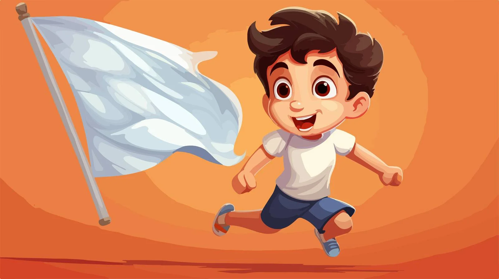 Playful Boy with Flag Cartoon — free download from Dotvec