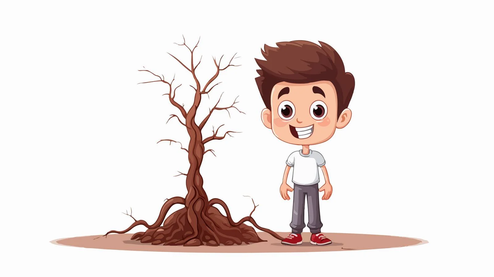 Adorable Boy with Root Cartoon Character — free download from Dotvec