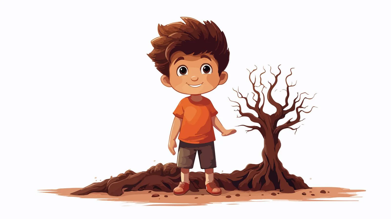 Innocent Boy with Root Cartoon Character — free download from Dotvec