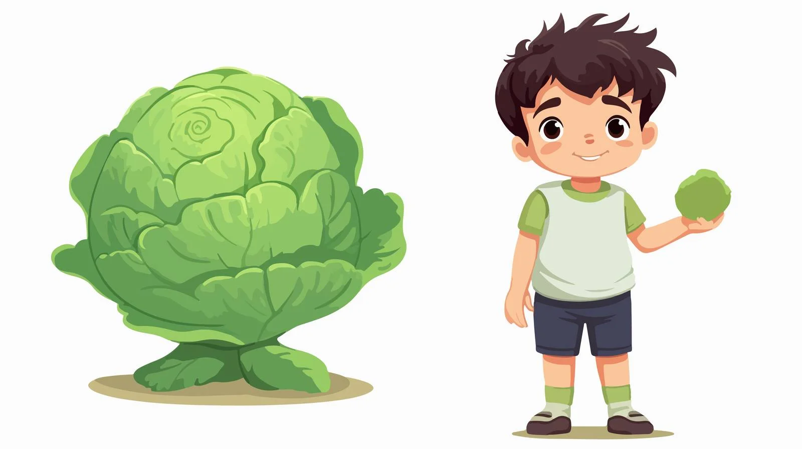 Playful Boy with Cartoon Cabbage Character — free download from Dotvec