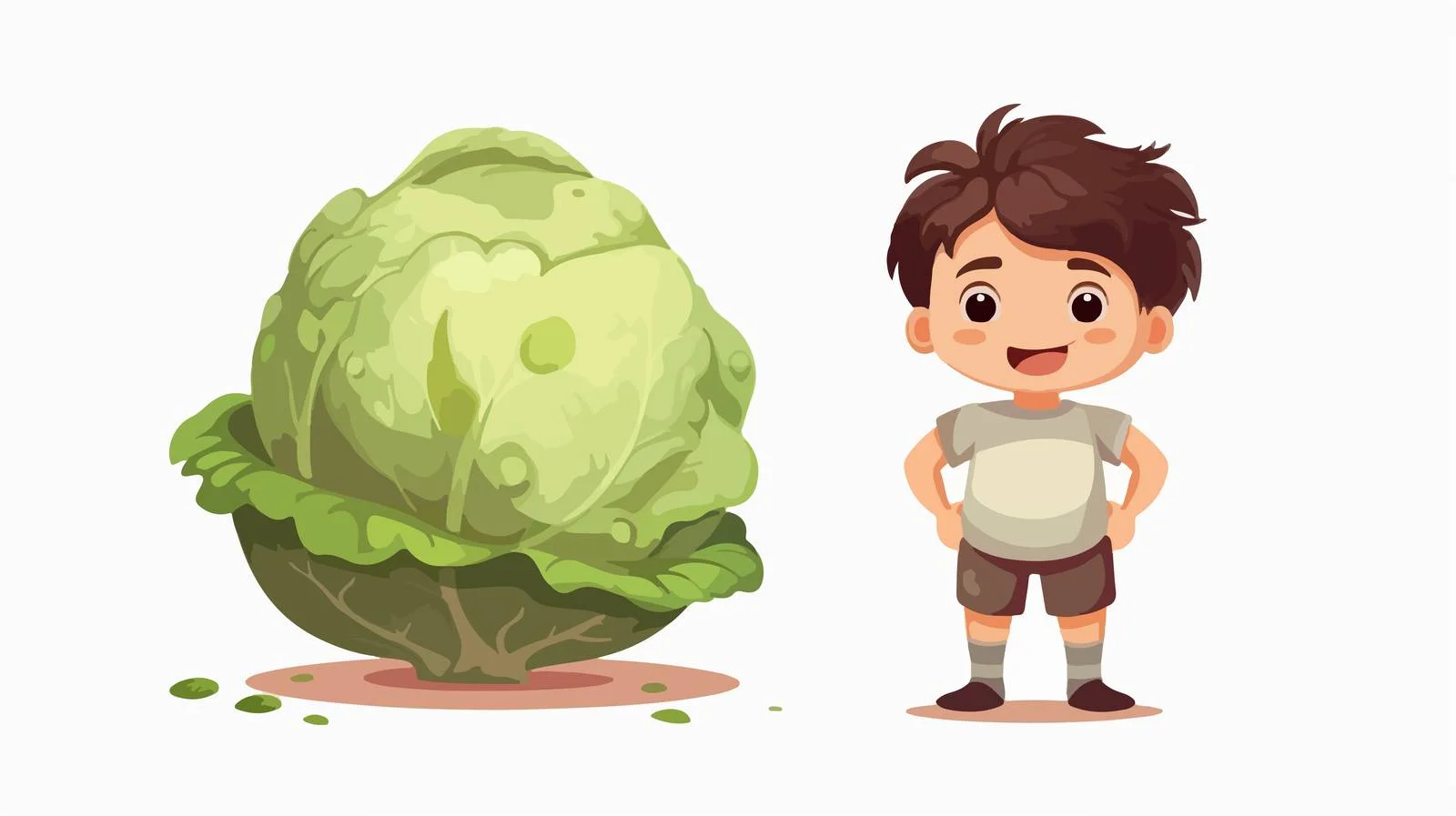 Charming Boy with Cabbage Cartoon — free download from Dotvec