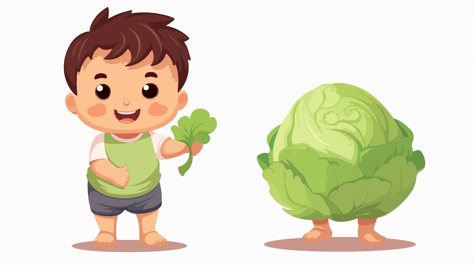 Boy with Cabbage Cartoon Character — free download from Dotvec