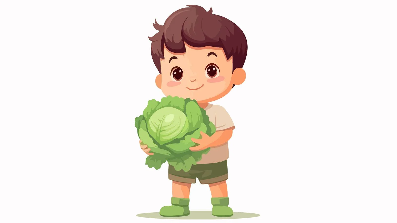 Boy Stands with Cartoon Cabbage — free download from Dotvec