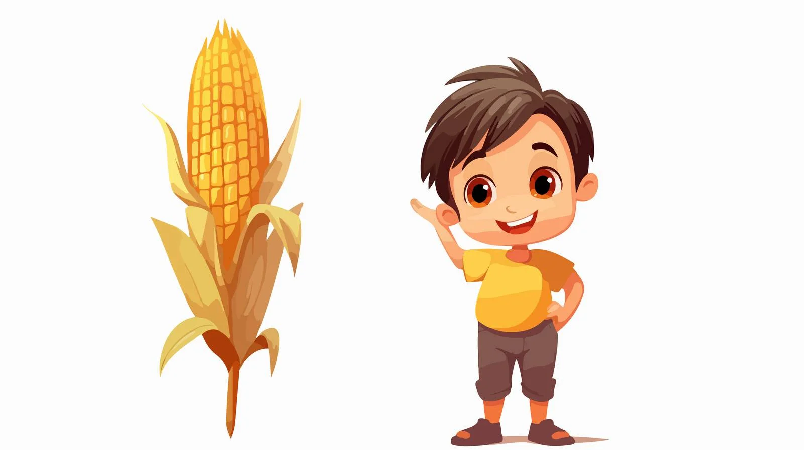 Adorable Boy With Cartoon Corn Character — free download from Dotvec