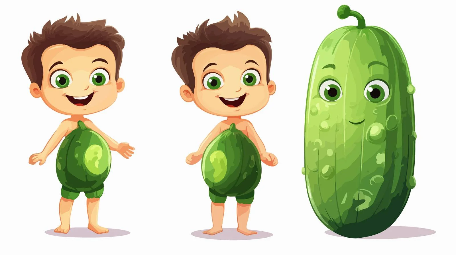 Adorable Boy with Cartoon Cucumber — free download from Dotvec