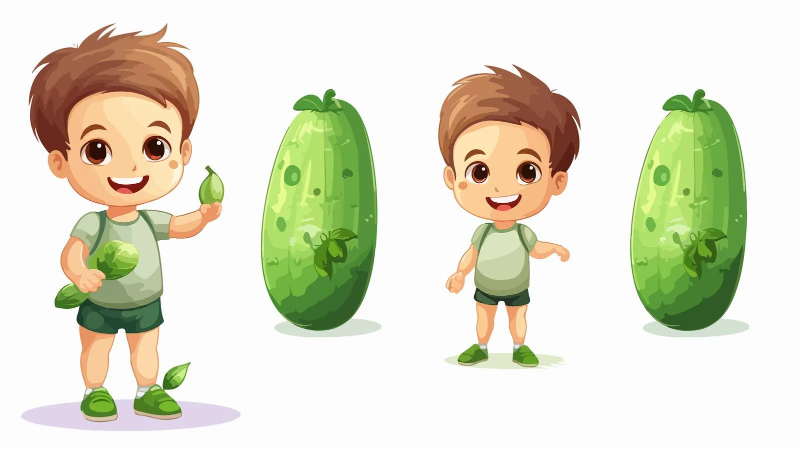 Adorable Boy with Cucumber Cartoon — free download from Dotvec