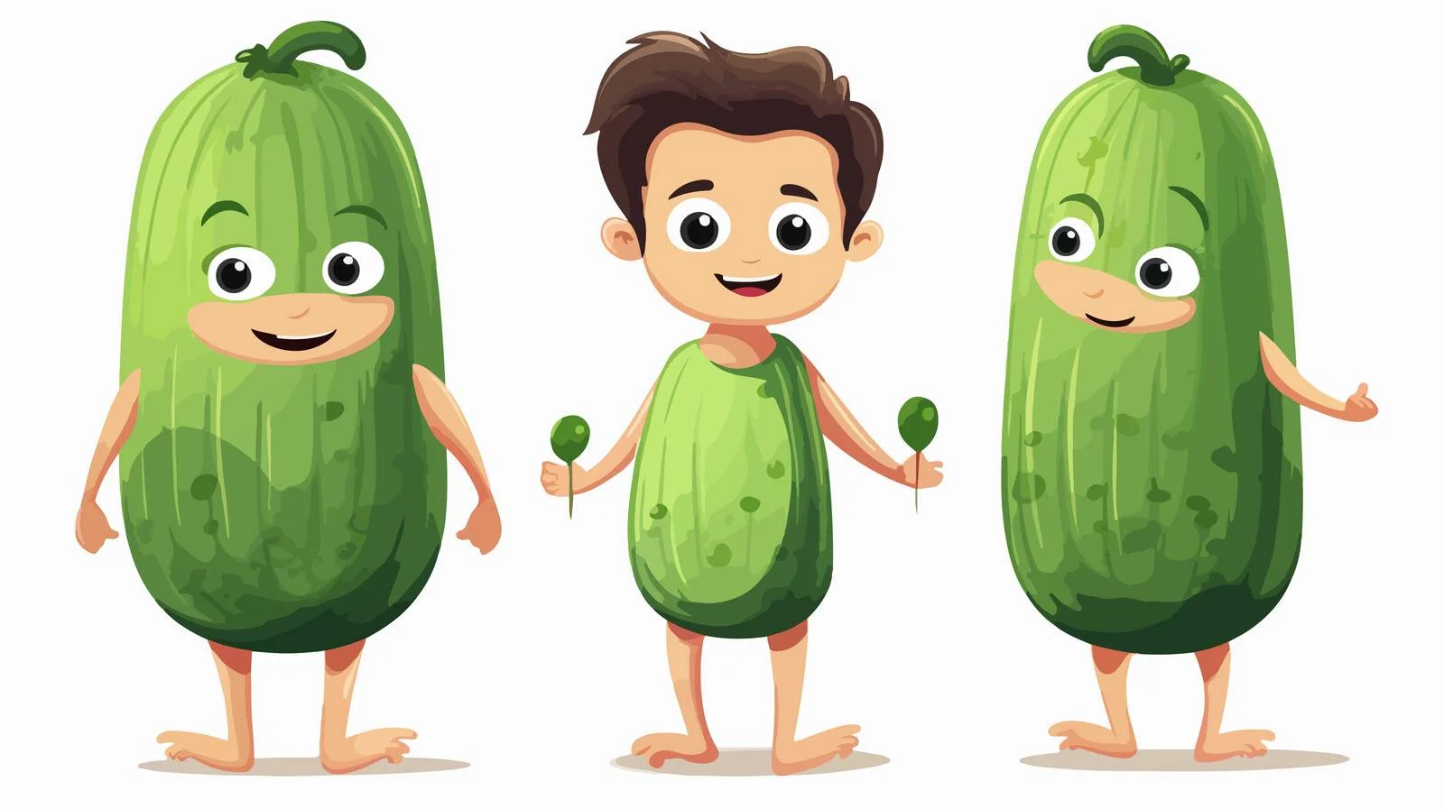 Adorable Boy with Cucumber Cartoon — free download from Dotvec