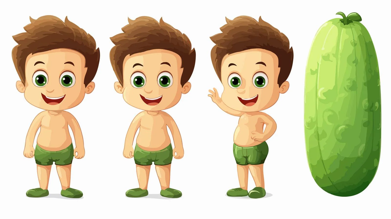 Adorable Boy with Cucumber Cartoon — free download from Dotvec