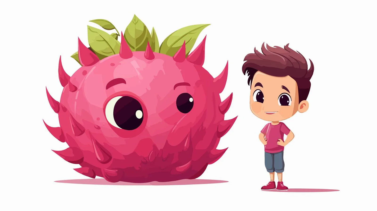 Adorable Boy with Dragon Fruit Character — free download from Dotvec