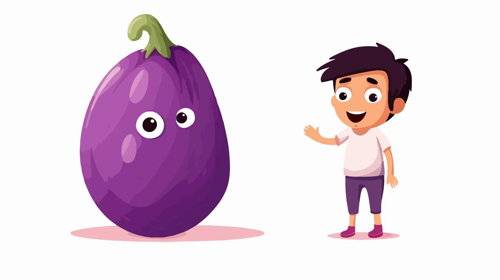 Adorable Boy with Eggplant Cartoon — free download from Dotvec