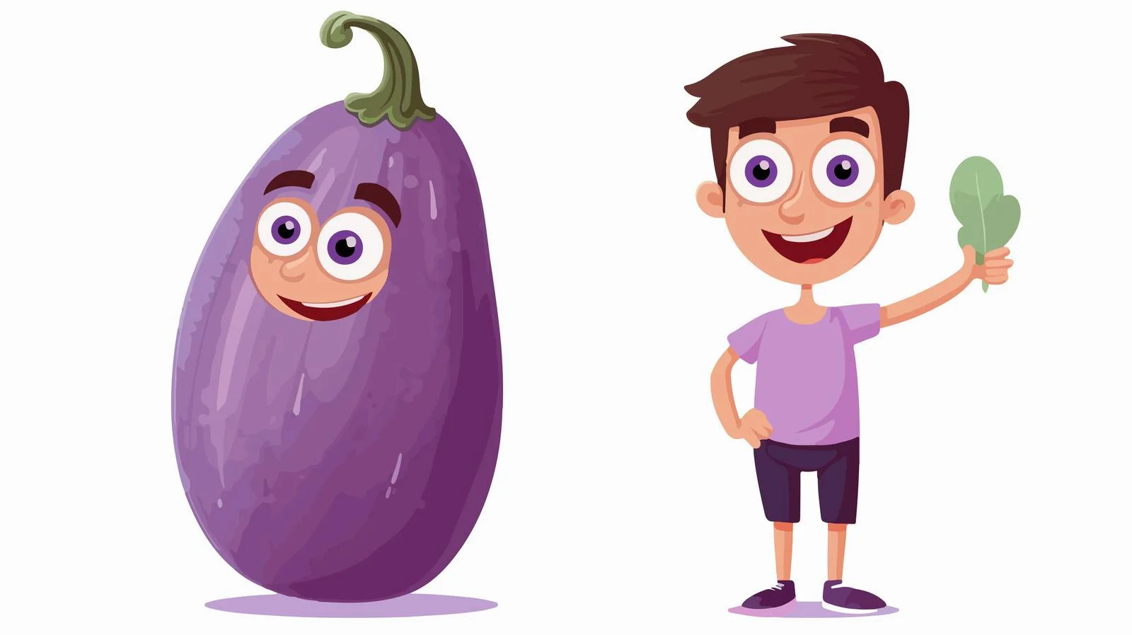 Young Boy with Eggplant Cartoon — free download from Dotvec