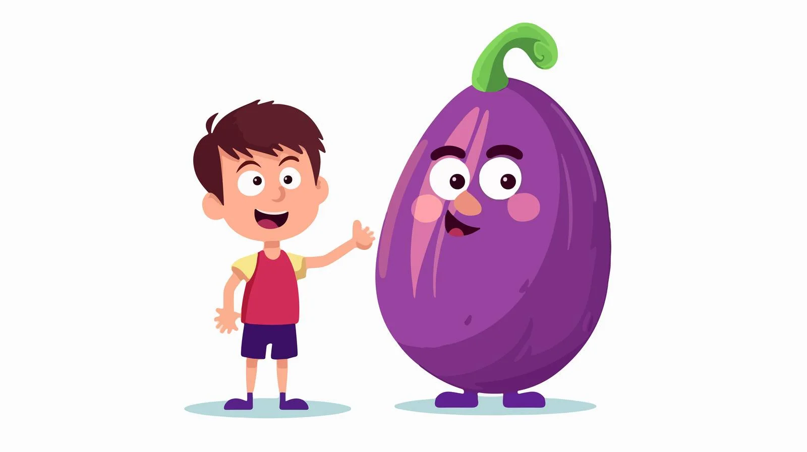 Charming Boy with Eggplant Cartoon — free download from Dotvec