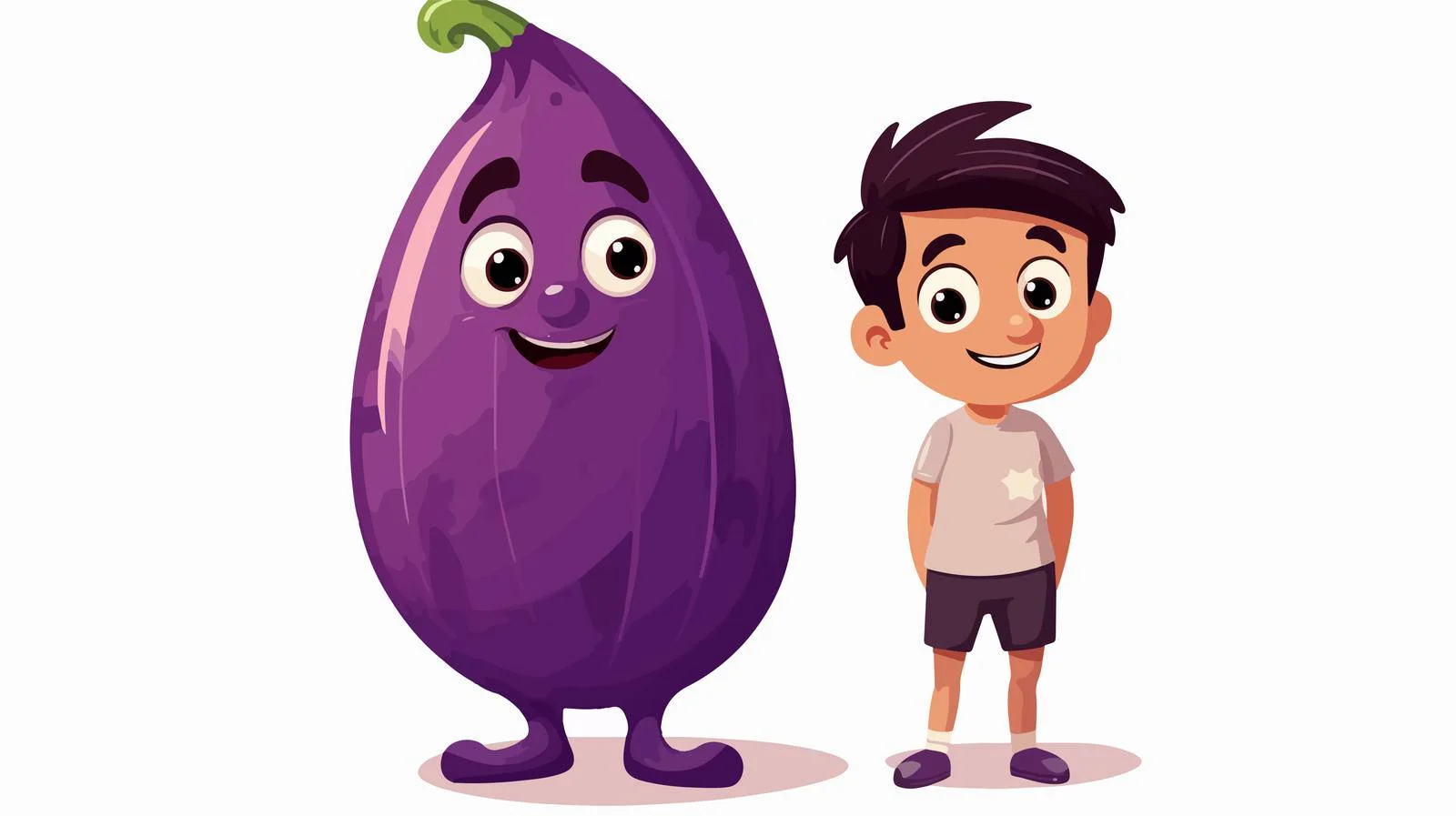 Adorable Boy with Cartoon Eggplant Character — free download from Dotvec