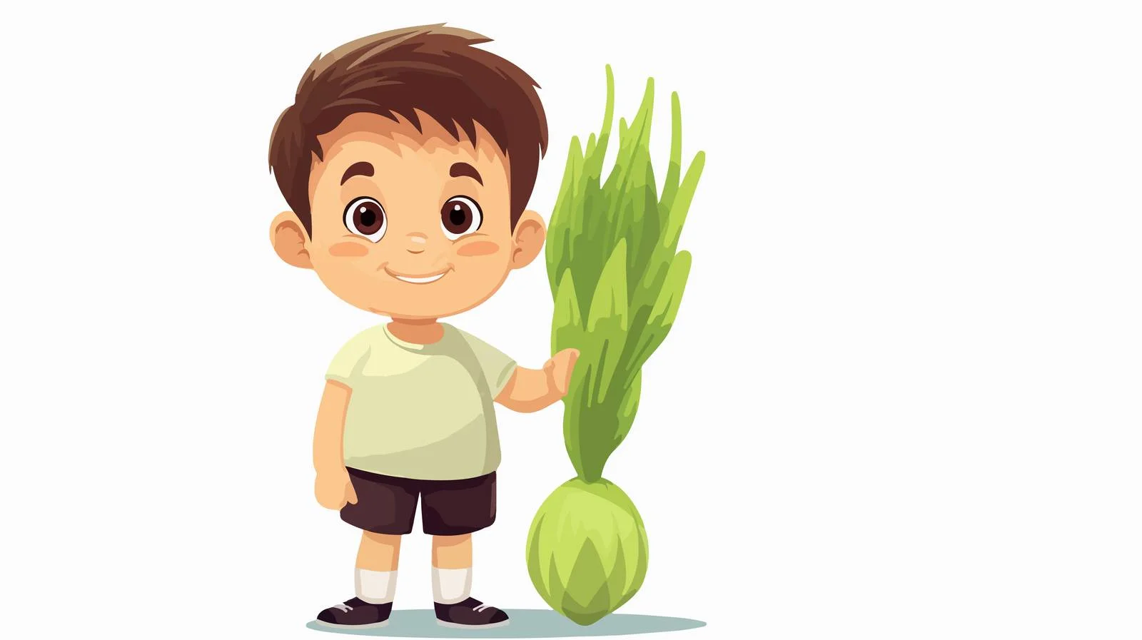Adorable Boy with Leek Character Cartoon — free download from Dotvec
