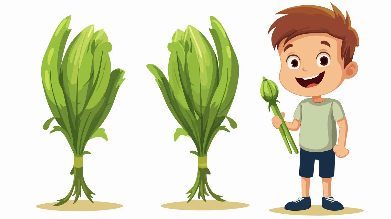 Adorable Boy with Leek Cartoon Character — free download from Dotvec