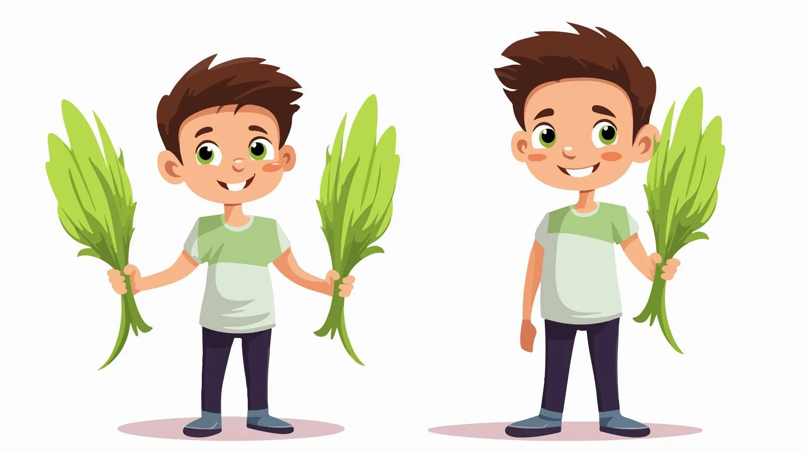 Adorable Boy with Leek Cartoon Character — free download from Dotvec