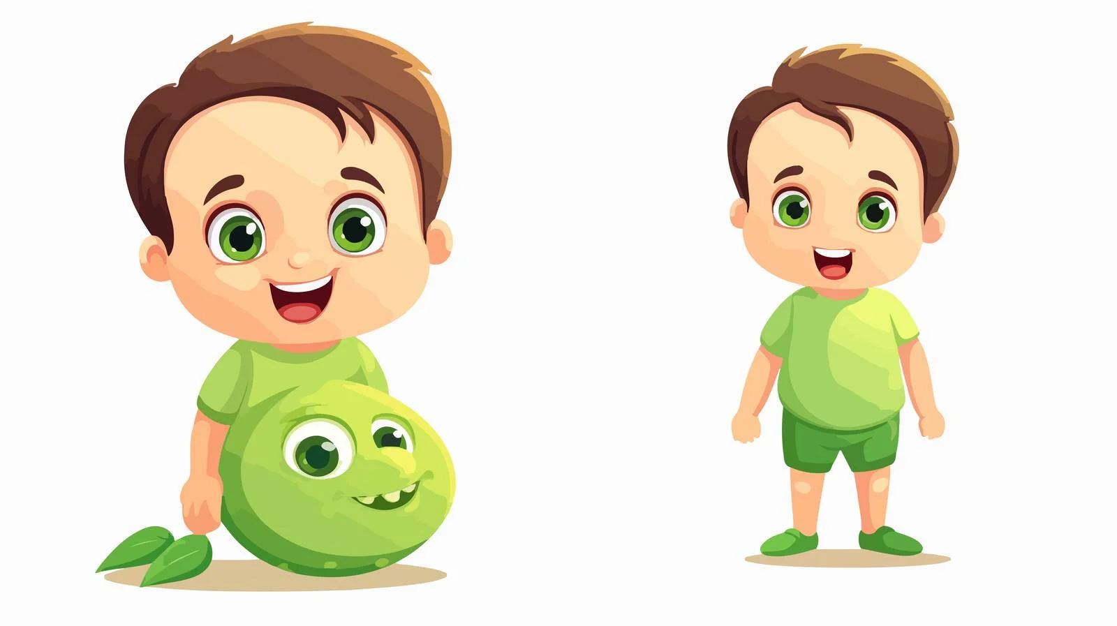 Adorable Boy with Cartoon Pea Character — free download from Dotvec