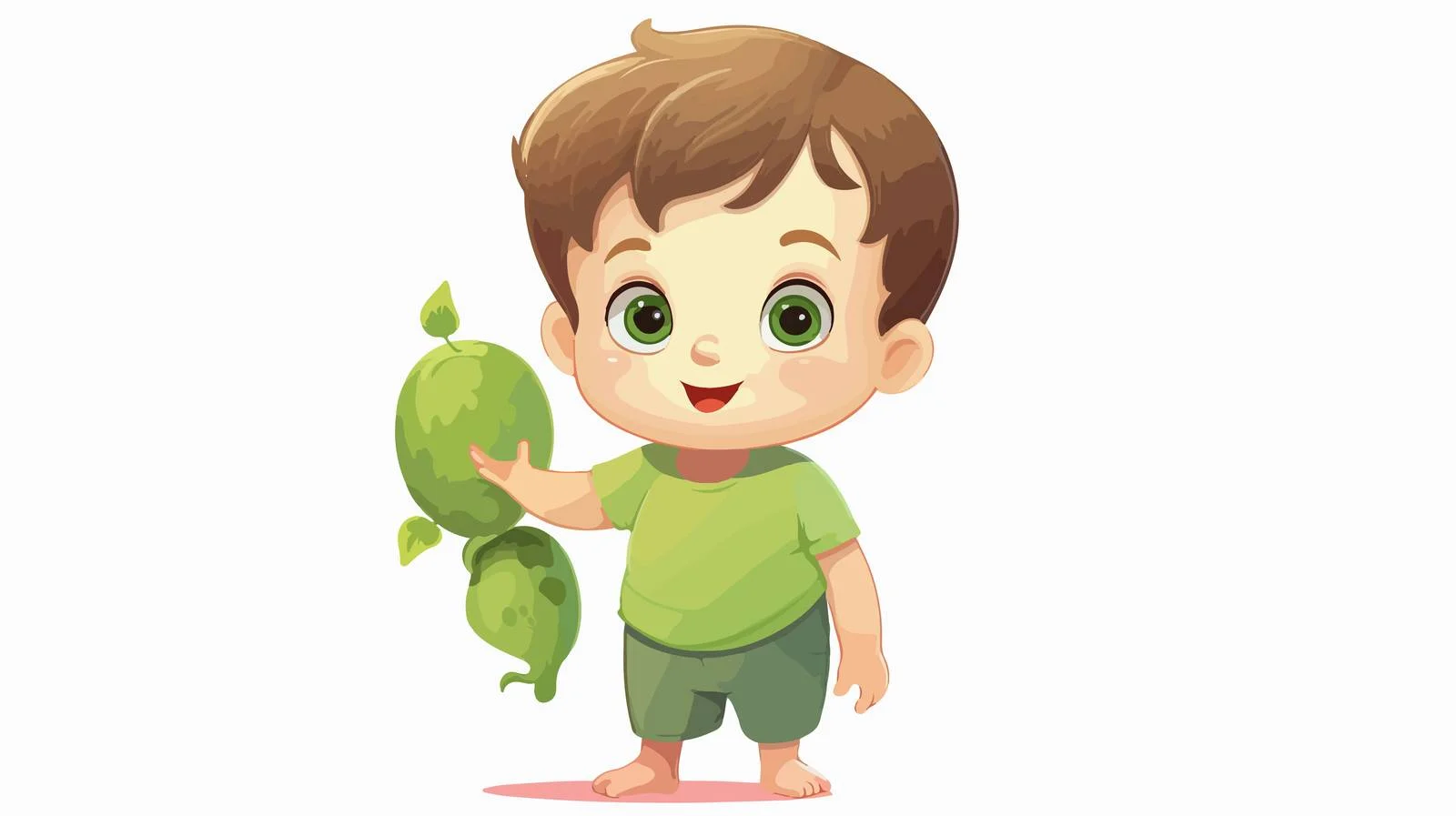 Boy with Pea Cartoon Character — free download from Dotvec