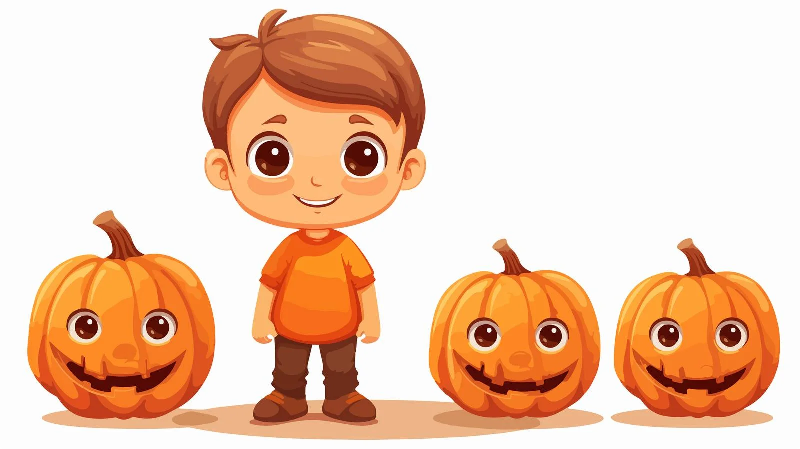 Adorable Boy with Pumpkin Cartoon — free download from Dotvec