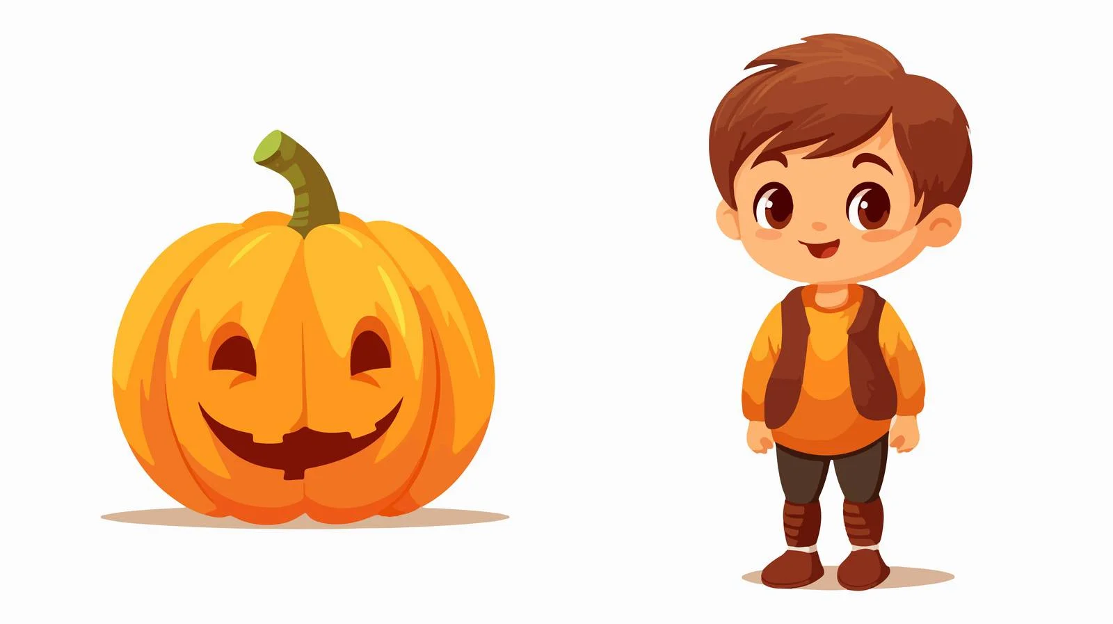 Young Boy with Pumpkin Cartoon — free download from Dotvec