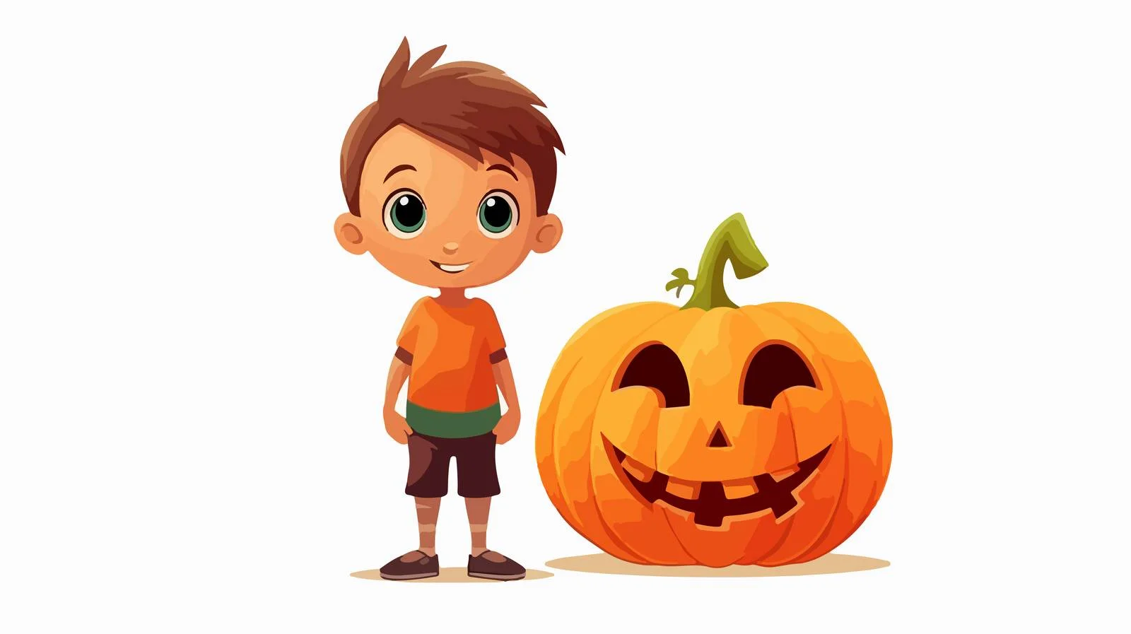 Cheerful Boy with Pumpkin Cartoon Character — free download from Dotvec