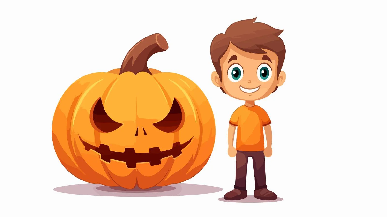 Adorable Boy with Pumpkin Cartoon Character — free download from Dotvec