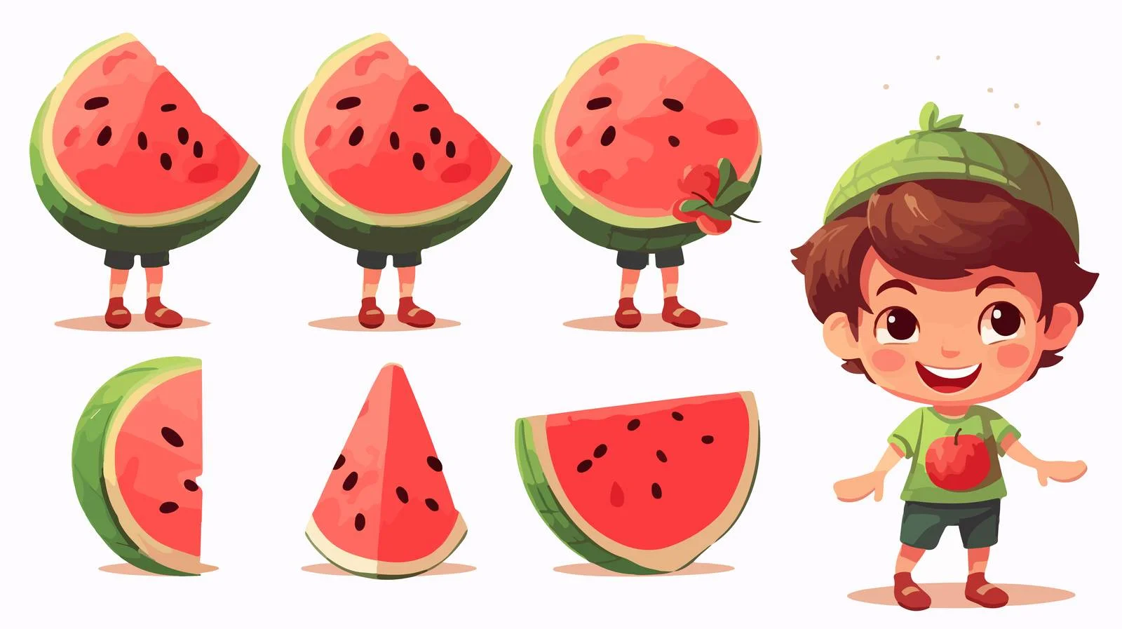 Adorable Boy With Watermelon Car — free download from Dotvec