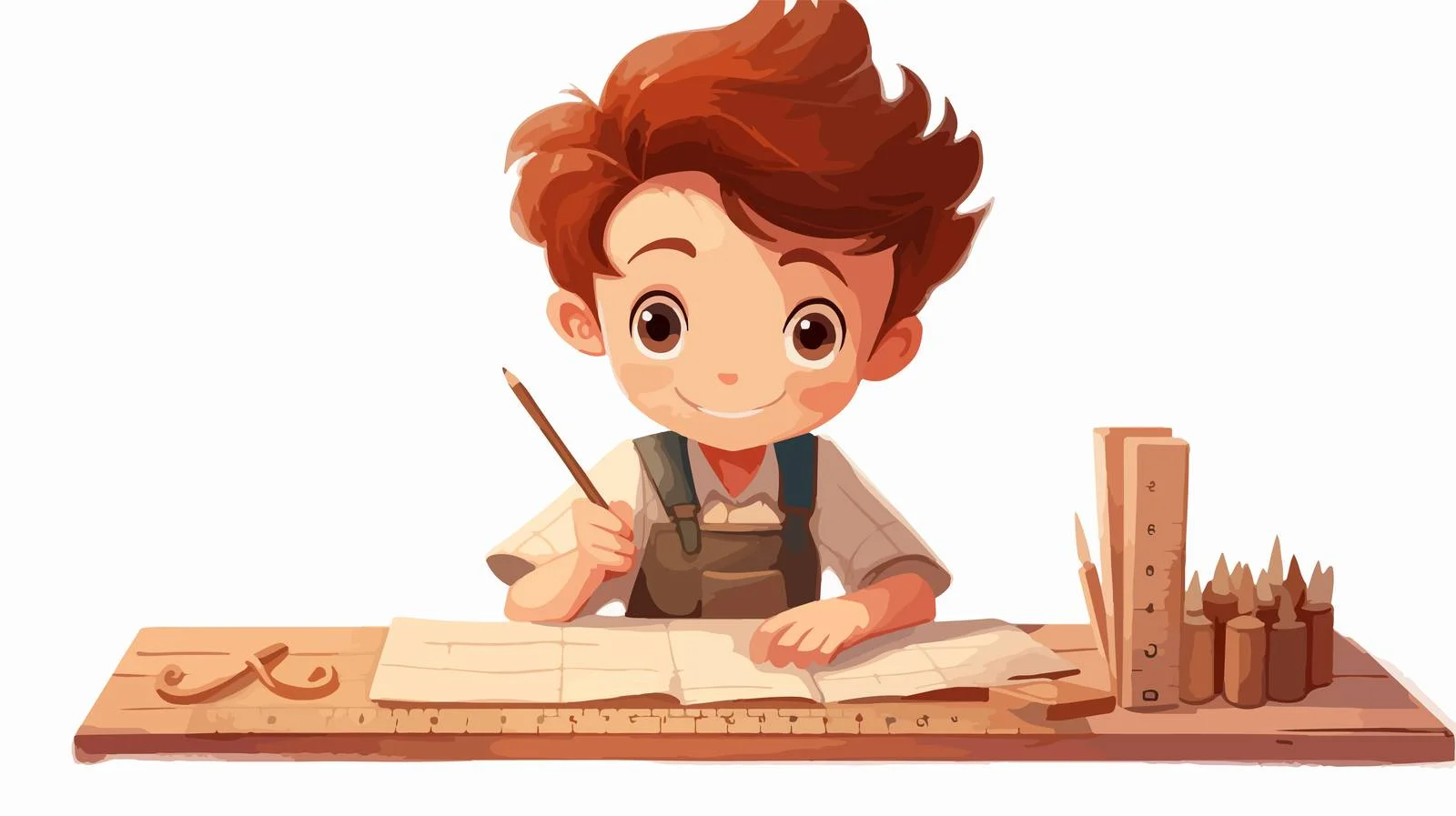 Boy Studying with Math Tool Cartoon — free download from Dotvec