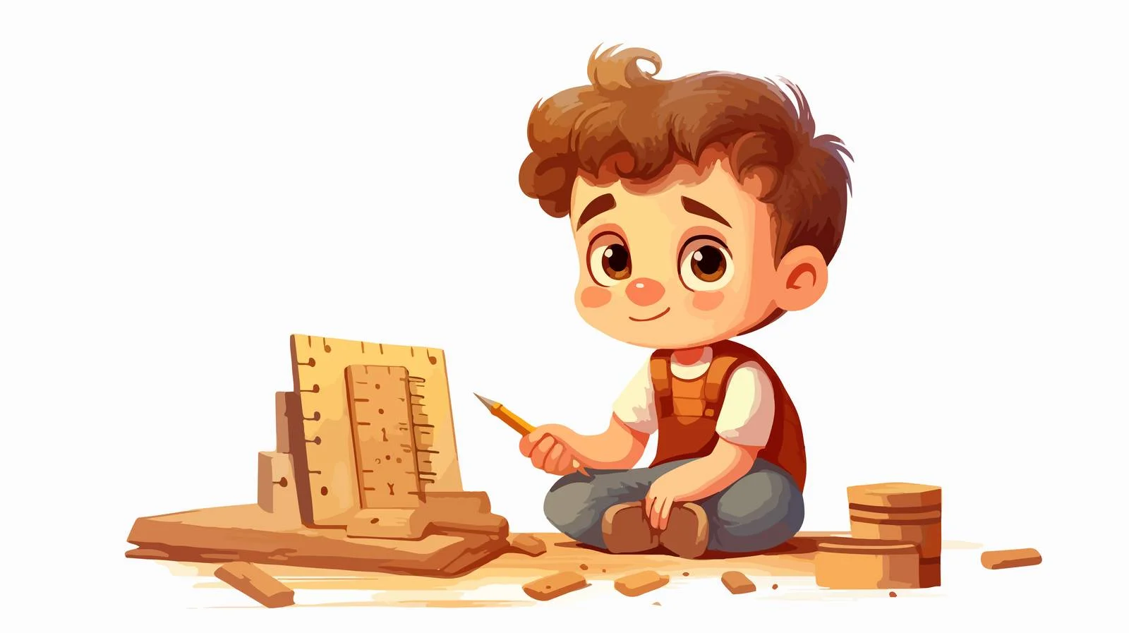 Young Student Using Wooden Math Tool — free download from Dotvec